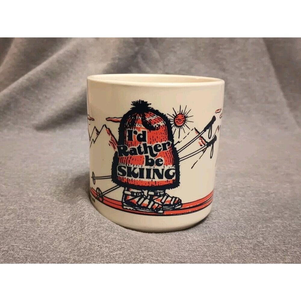 Vintage MHI 1978 I'd Rather Be Skiing Coffee Mug Ski Winter Mug Cup